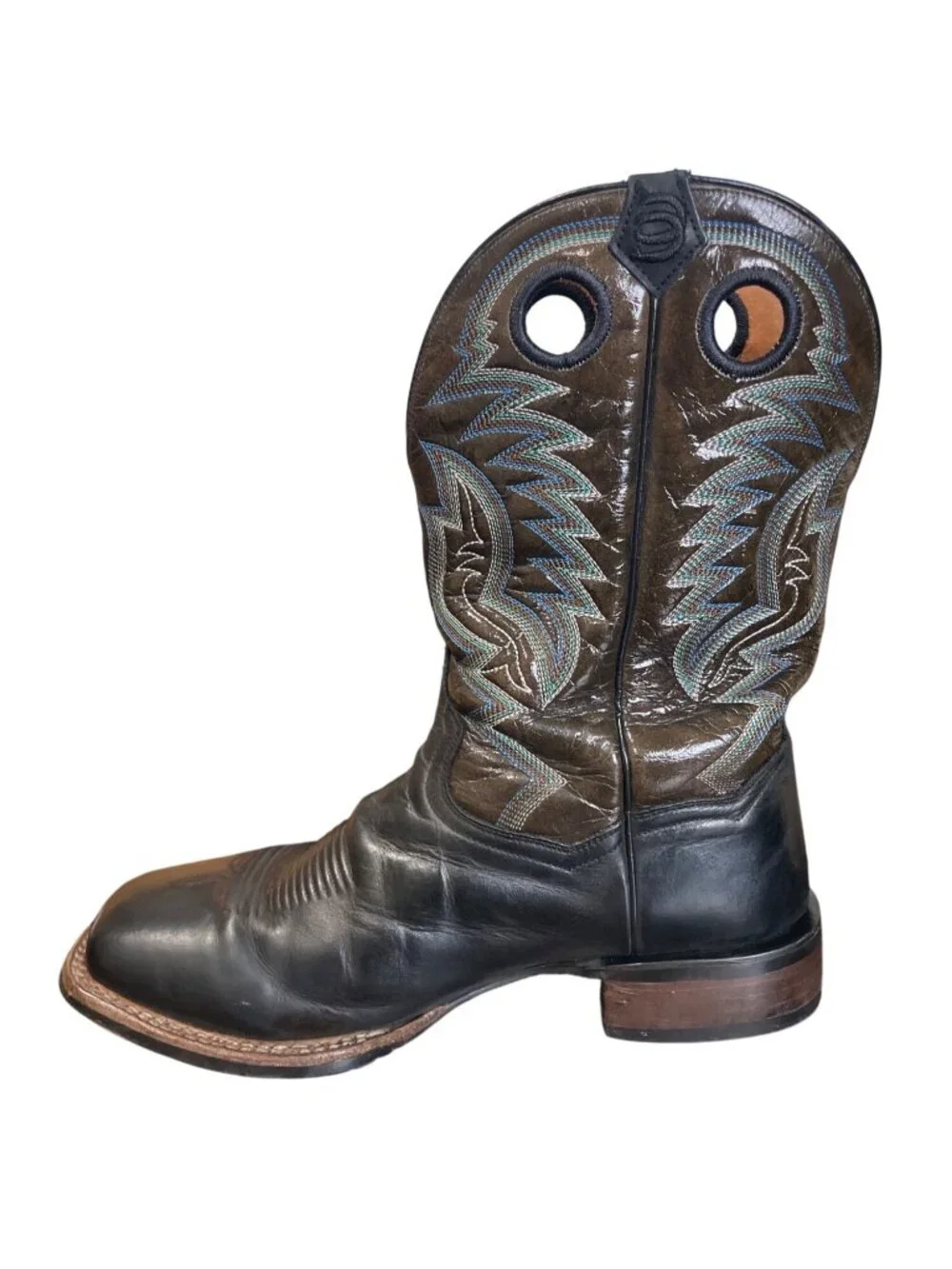 Dan Post Men Size 11EW Duece Cowboy Boots Brown Black Square Toe Western DP4558 - Picture 3 of 10